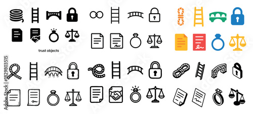 Icons of trust: locks, scales, documents