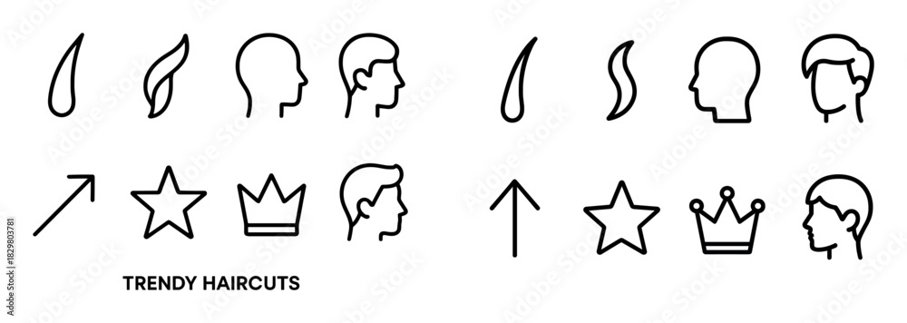 Fototapeta premium Minimalist Hair Icon Set