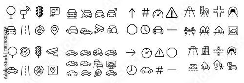 Traffic icons and road symbols collection