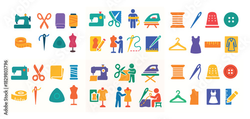 Sewing tools and symbols collection