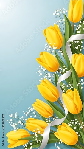 Yellow Tulips Floral Background