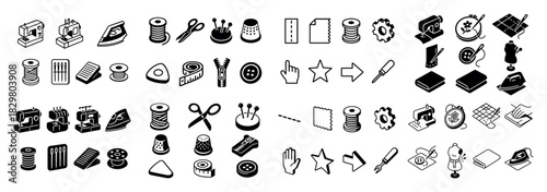 Sewing and tailoring icon set collection