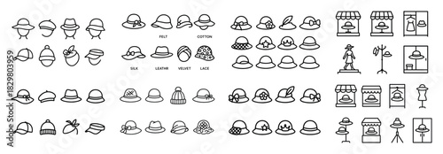 Variety of hat icon designs