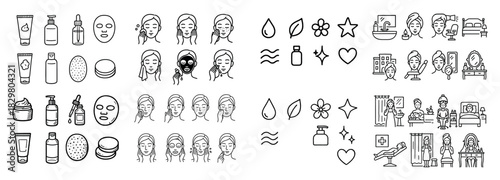 Skincare icons and routine steps
