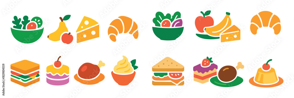 Naklejka premium Colorful Buffet Icons