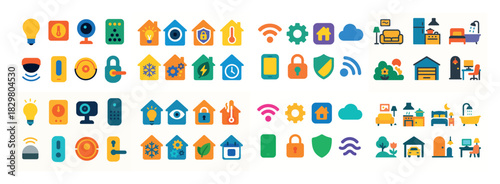 Smart home technology icons collection