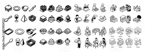 Culinary icons and dining symbols