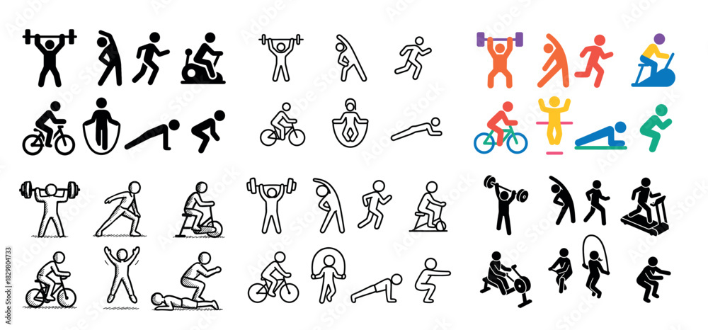 Obraz premium Diverse workout pictograms collection