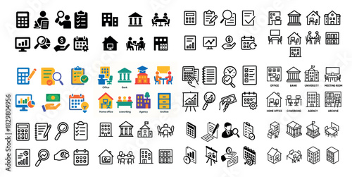 Business and office icon set collection