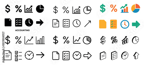 Business icon set: charts and symbols