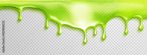 Drip green slime background with toxic halloween splash and snot liquid 3D. Paint design blob with drip texture and green slime elements for pouring sticky. Drop melted aesthetic for halloween