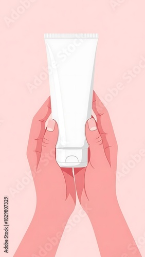 Hands Holding White Product Tube