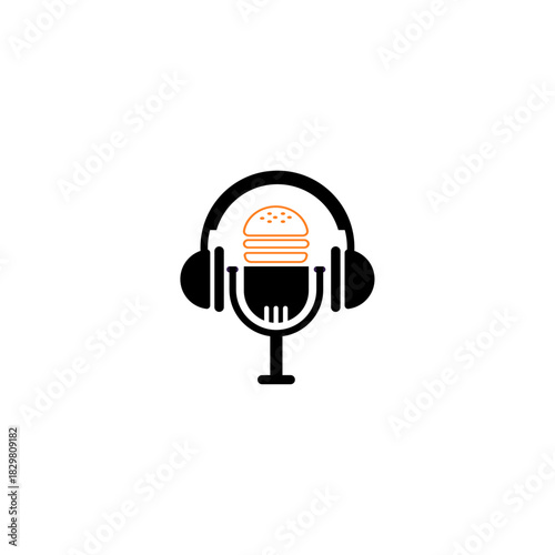 Burger Radio and Culinary Talk Show Vector Icon