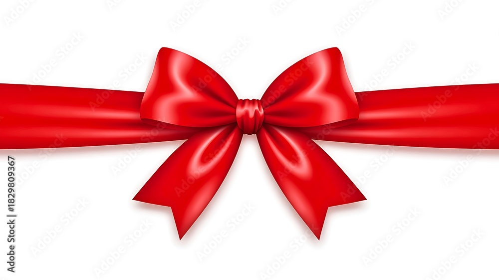 Fototapeta premium Red ribbon bow decoration for festive gift and celebration design