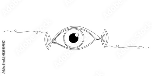 Continuous one line of an eye symbolizing awareness and vigilance in protecting human rights, human rights theme, draw vector illustration.