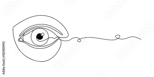 Continuous one line of an eye symbolizing awareness and vigilance in protecting human rights, human rights theme, draw vector illustration.
