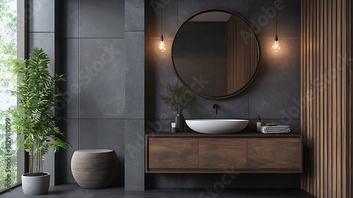Stylish modern bathroom interior high resolution picture