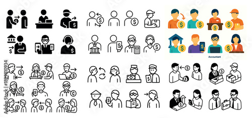 Business and finance icons in various styles