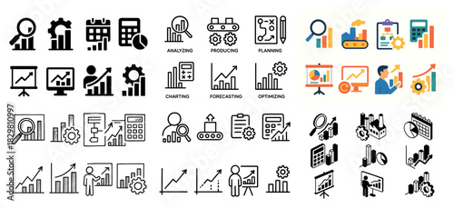 Business data graphics collection for analysis and planning