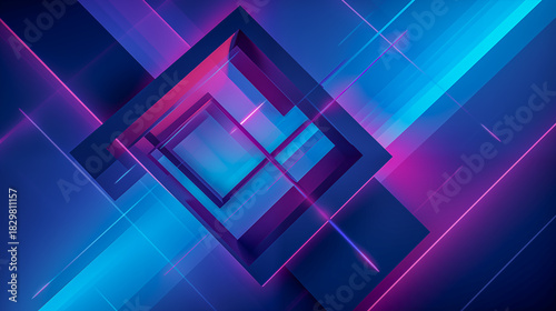 Futuristic Geometric Abstract Background with Neon Blue and Pink