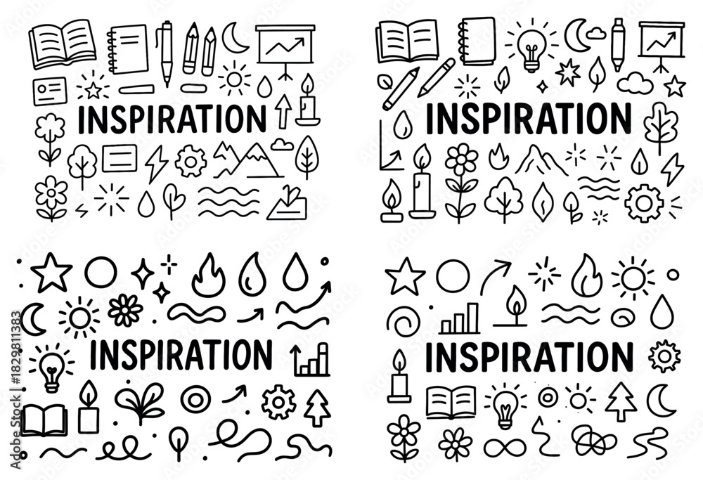 Fototapeta premium Hand-drawn inspirational doodles with symbols