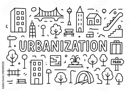 Urbanization Outline Illustration
