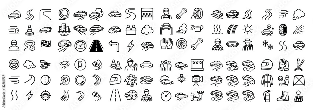 Fototapeta premium Racing icons and symbols collection
