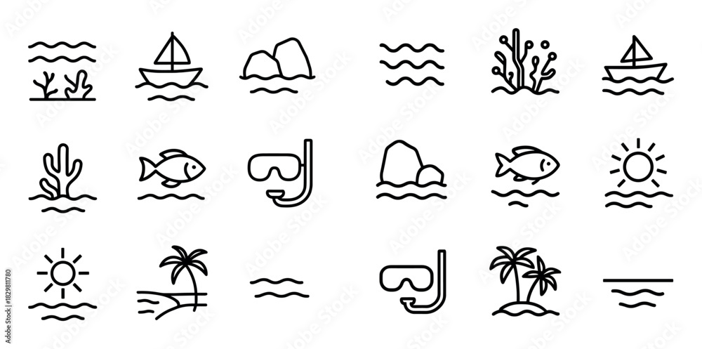 Naklejka premium Exotic Vacation Icons