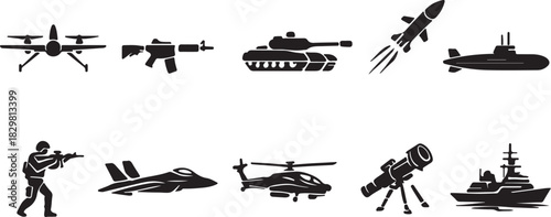 Modern weapons equipment vector art illustration