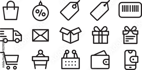 E Commerce Icons Vector Illustration Collection for Online Shopping Marketing and Business Promotion