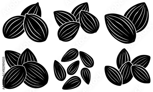 Delightful almond collection for healthy lifestyle design, nutritious snack, tasty food ingredient, culinary art, and elegant recipe illustration