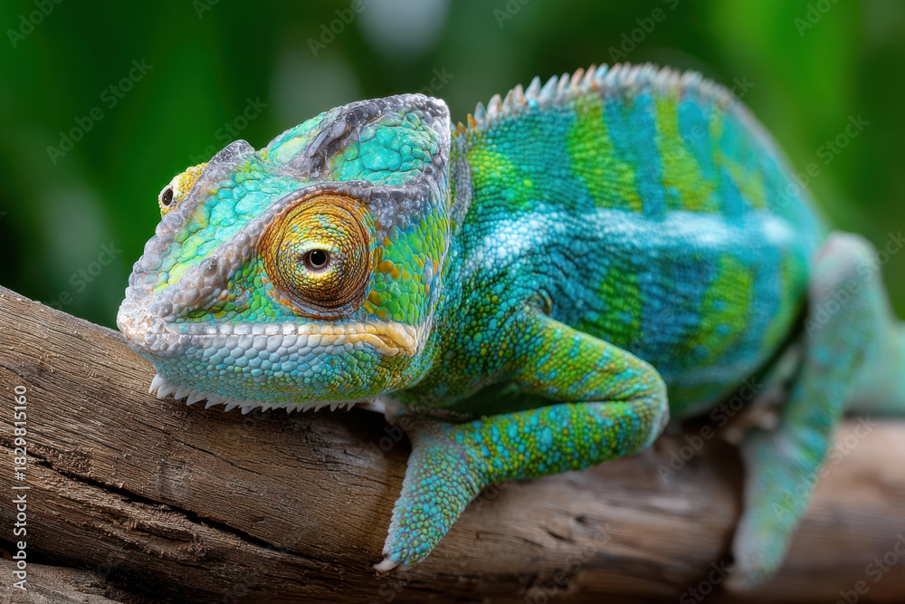 Obraz premium Vivid Chameleon Resting on Branch