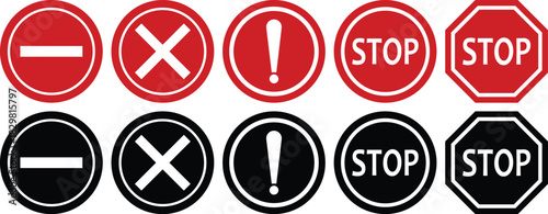 Collection of Stop and Prohibition Traffic Signs