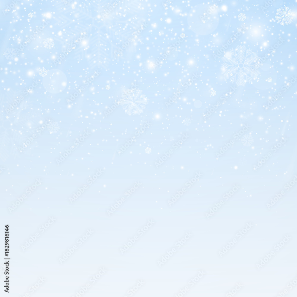 Fototapeta premium Falling snow with magical winter overlay and shimmering ice elements.