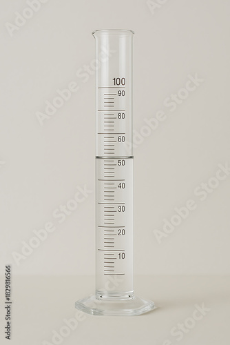 Graduated Measuring Cylinder Filled with Clear Liquid