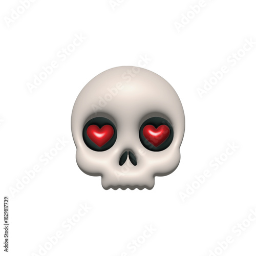 Skull with Heart Eyes A macabre and affectionate emoji illustration
