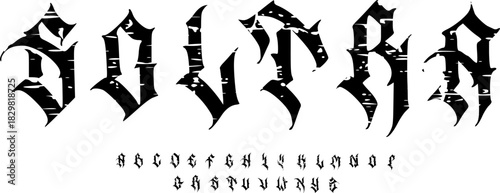Soltra Blackletter Font – Distressed Gothic Alphabet Typeface for Metal Logos, Dark Fantasy & Horror Design