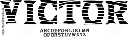 Victor Striped Display Font – Bold Vintage Alphabet Typeface for Retro Branding, Classic Posters, and Strong Typography Designs