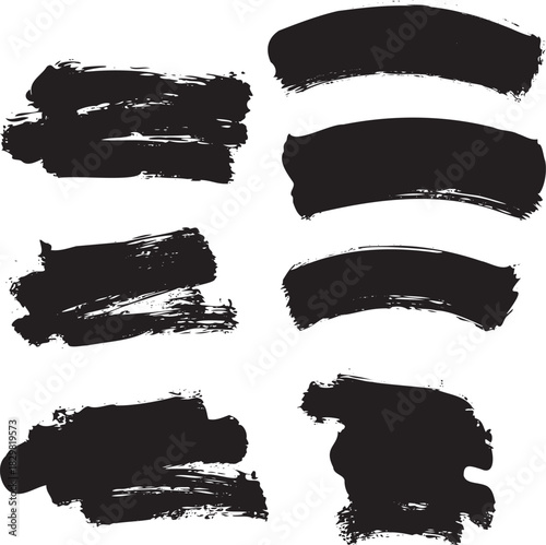 Grunge Line Brush Stroke Set Vector Design