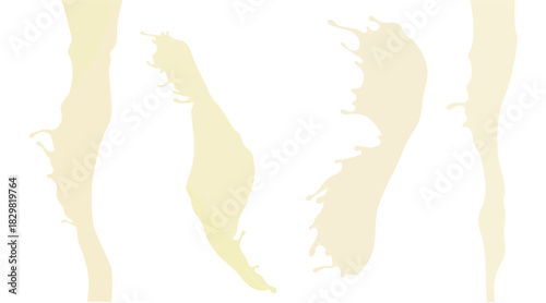 Realistic Splash and Stream of Vanilla Milk Vector Design