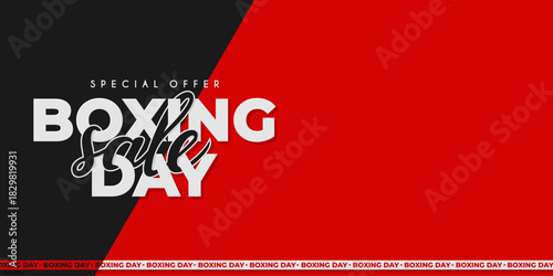 Boxing day illustration background on red and black banner