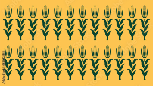 Vibrant vintage-inspired corn pattern for a rustic, autumnal feel perfect for Thanksgiving designs or harvest-themed projects in rich gold tones
