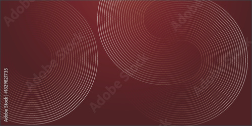 Abstract red glowing geometric lines on dark purple background. Modern shiny red circle lines pattern. Futuristic technology concept.