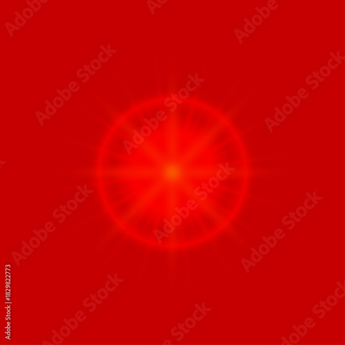 Intense Red Sunburst Light Glow , Abstract Radial Bright Energy Flare , Vibrant Red Heat Warning Background , Modern Digital Optical Circle Effect