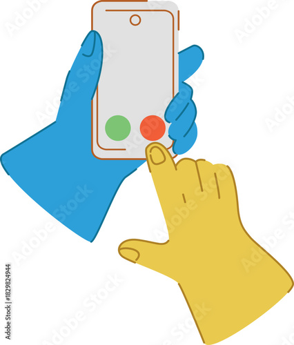 Vector illustration of a ringing smartphone in a hand, incoming call, modern communication concept, mobile technology design for apps, presentations, infographics and digital lifestyle projects