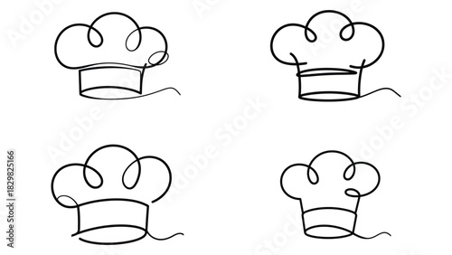 Chef hat in minimalist continuous line drawing for culinary design

