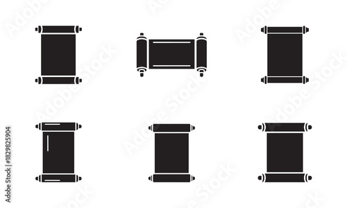 Ancient Scroll and Parchment Icon Set | Document and Text Vector Silhouette