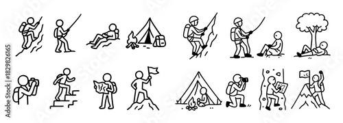 Mountain Climbing Doodle Icons