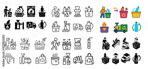 Recycling icons and symbols collection