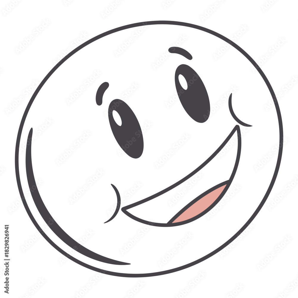 Obraz premium Happy cartoon face with big smile and wide eyes